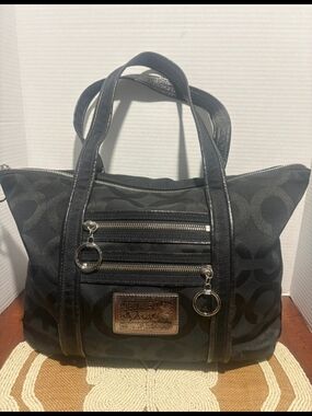 Vintage 2009 Poppy Coach Signature Canvas Tote Bag